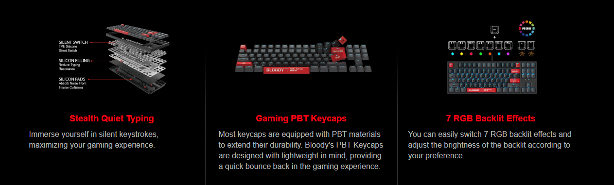 A4tech Bloody AT87 Mechanical Keyboard with Alpha Optical Switches Bloody Red 7 RGB Backlit Effects 16 113 0771183b 2288 4d0c bde6 e4d8845ab220