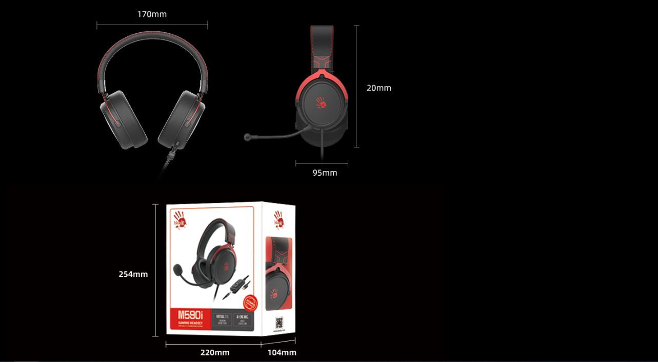 A4tech Bloody M590i 7.1 Virtual Surround Sound Gaming Headset 3.5mm & USB Connection AI-ENC Detachable Mic 64 4 67dc3055 ba28 425a b1e6 f541119dd8bc