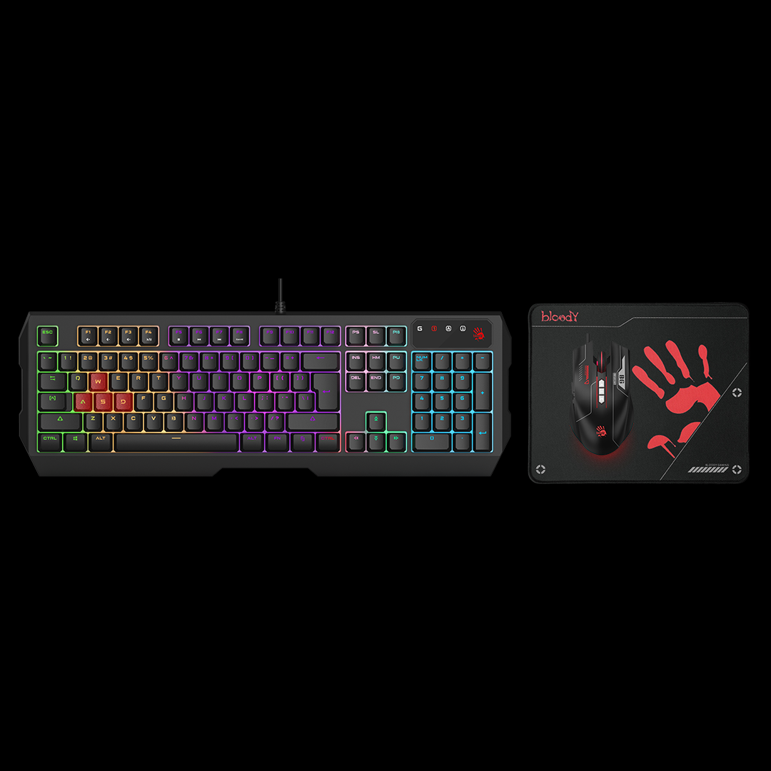 B1700 Neon Gaming Keyboard Mouse Mousepad Combo