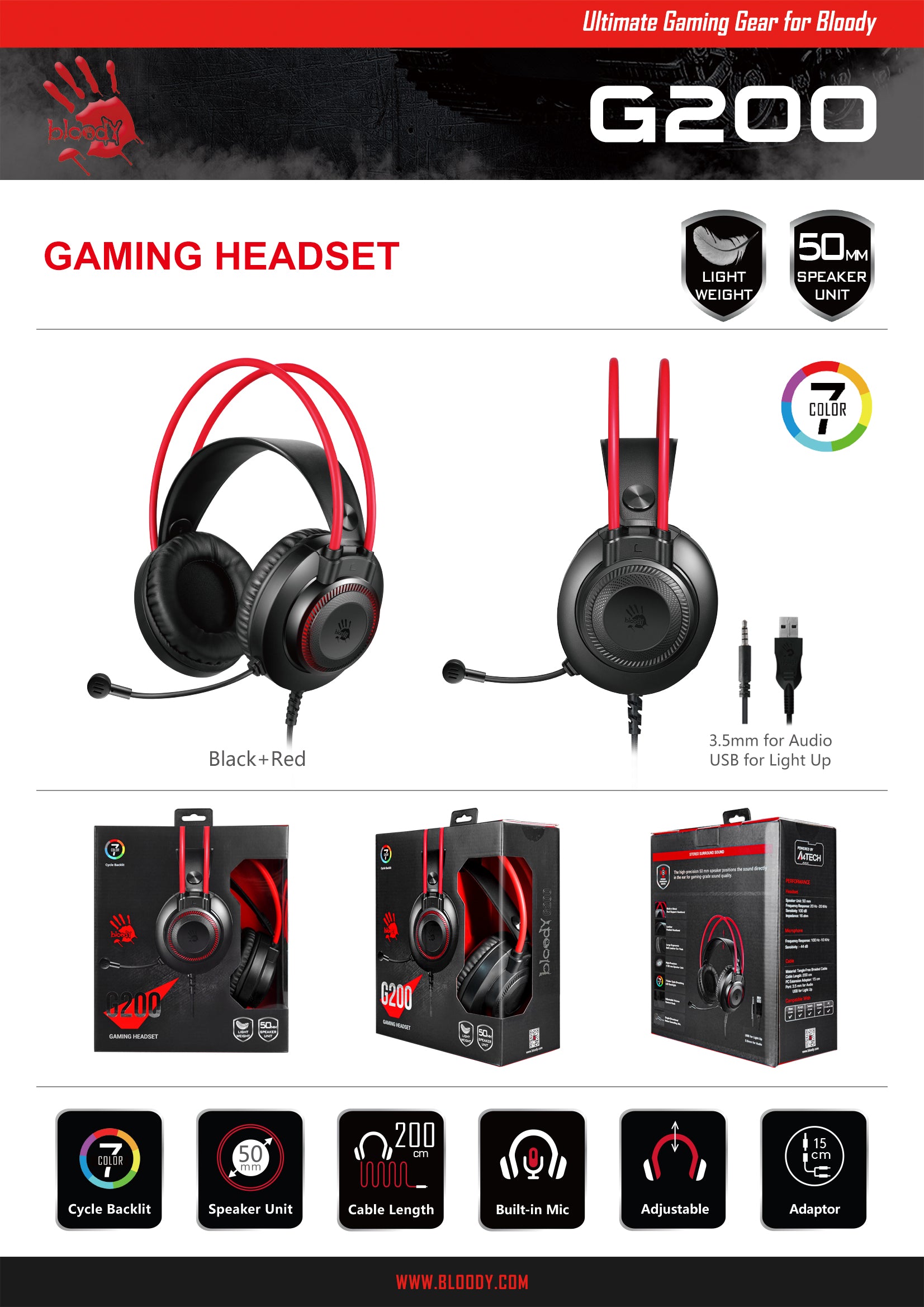 Bloody G200S USB Gaming Headset Xcessorieshub
