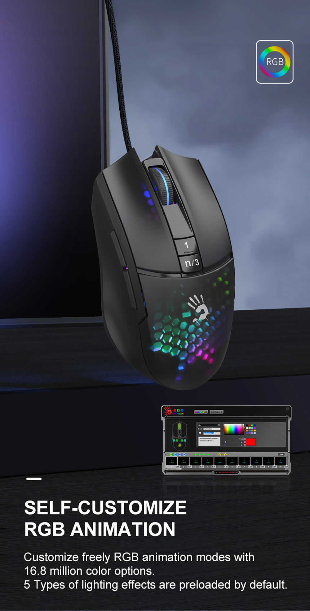 A4tech Bloody L65 Max Light Weight RGB Gaming Mouse 2000Hz Polling Rate 12000CPI 23 L65Max EN PD 6