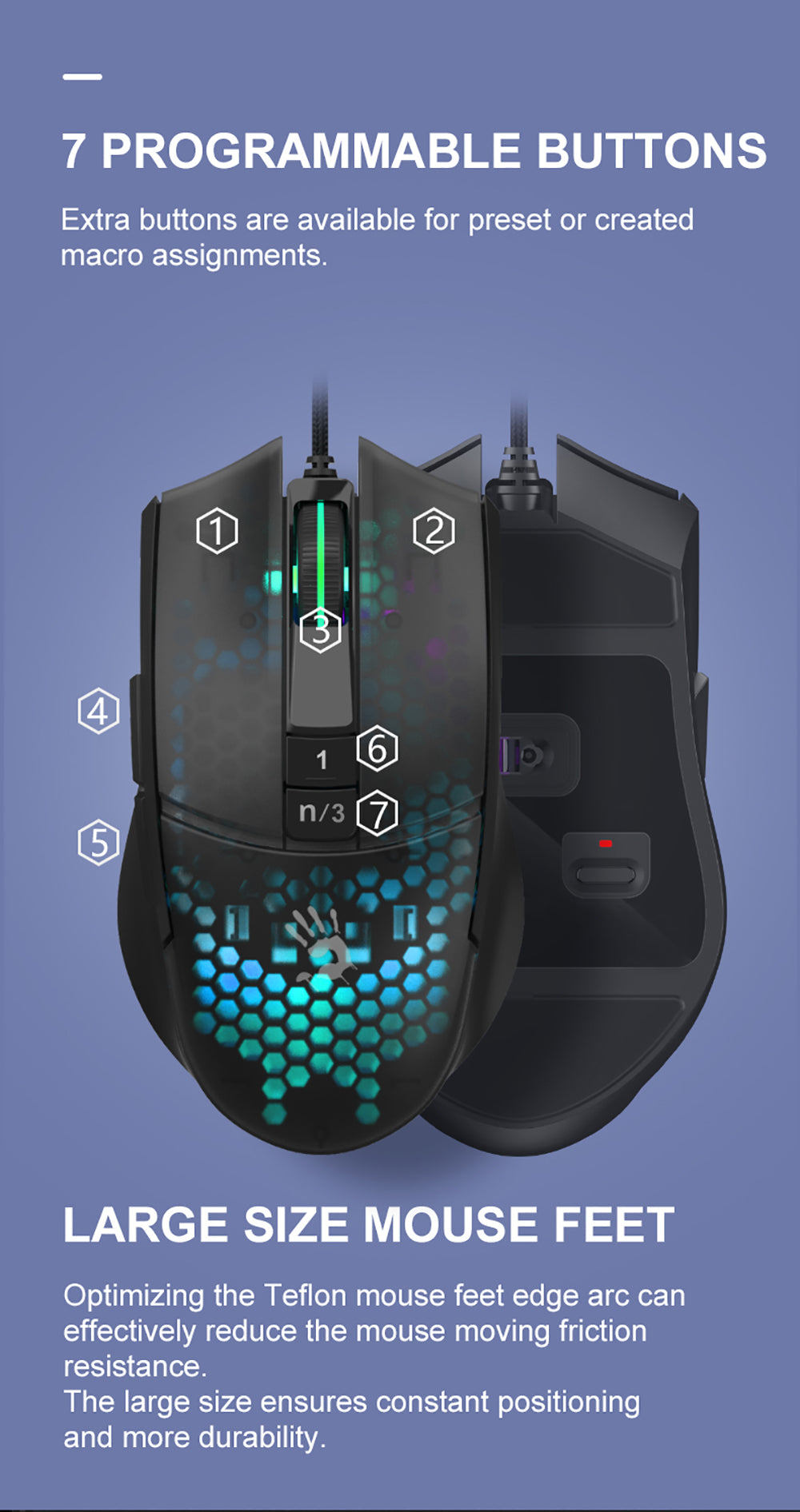 A4tech Bloody L65 Max Light Weight RGB Gaming Mouse 2000Hz Polling Rate 12000CPI 25 L65Max EN PD 8