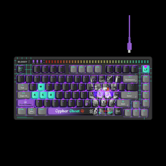 Bloody AT75 Alpha Optical Switch Mechanical Keyboard Cypher Ghost. RGB Gaming Keyboard Price in Pakistan.