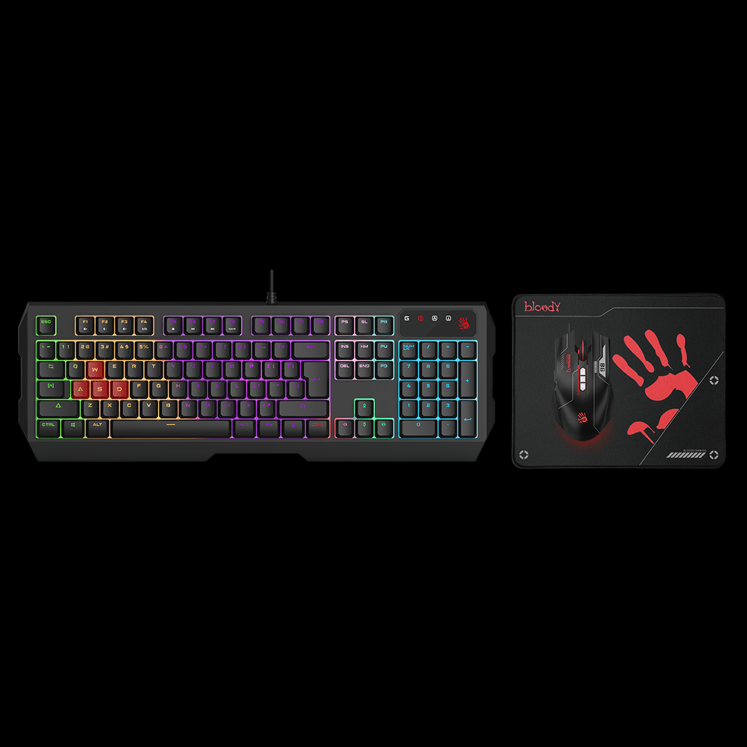 Bloody B1700 Neon Gaming Keyboard, Mouse & Mousepad Combo. RGB Gaming Kit Price in Pakistan.