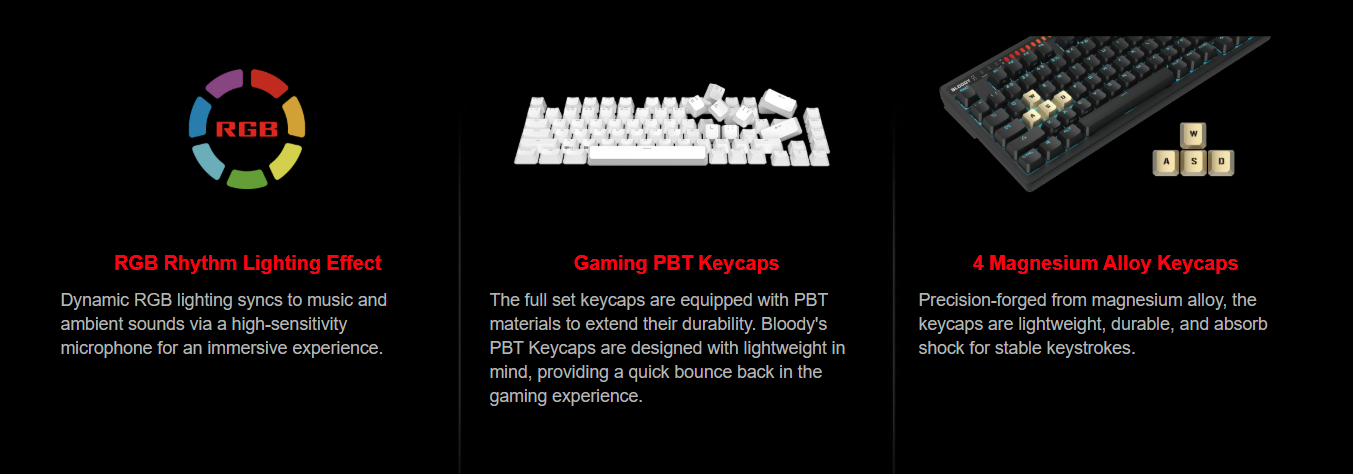 A4tech Bloody AT75 Alpha Optical Switch RGB Mechanical Keyboard Black with 4 Magnesium Alloy Keycaps 7 RGB Backlit Effects 14 cc 8da55608 9119 404d ab55 8ba82cfe052c