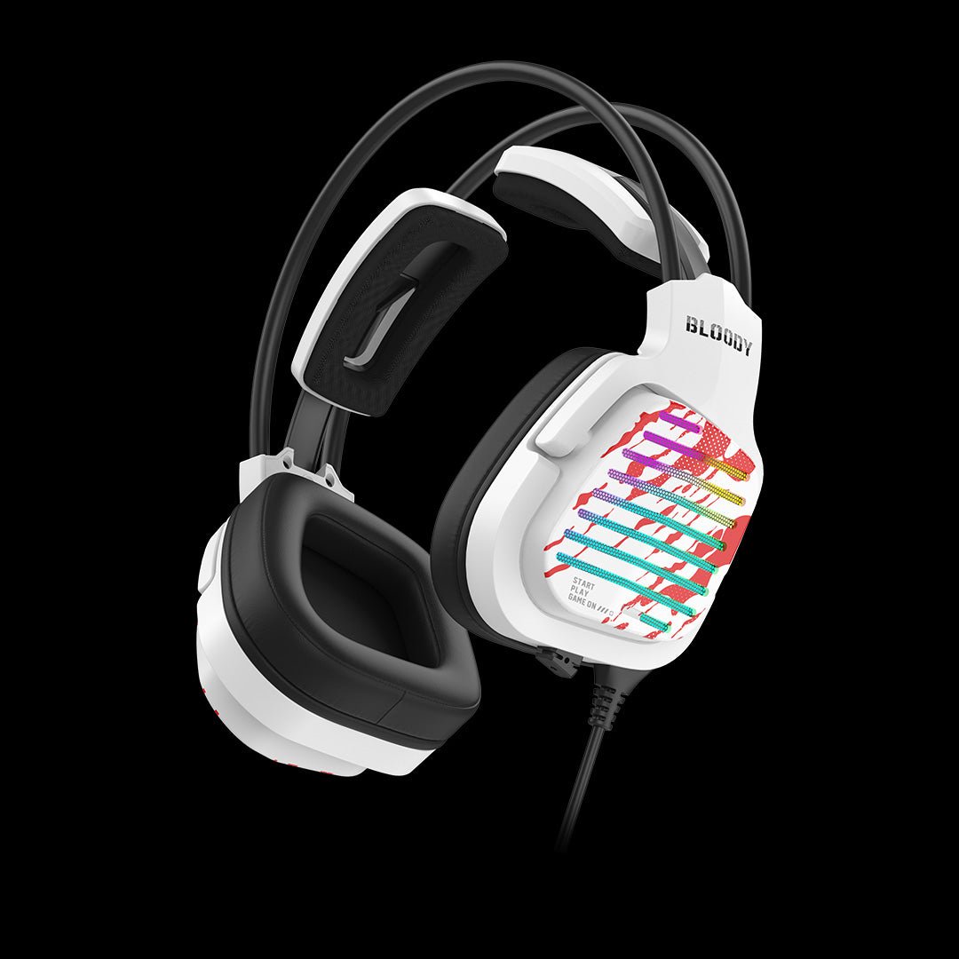 Bloody G565 Virtual 7.1 Surround Sound RGB Gaming Headset - White USB Headphones Price in Pakistan.