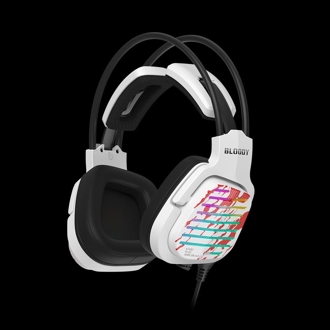 Bloody G565 Virtual 7.1 Surround Sound RGB Gaming Headset - White USB Headphones Price in Pakistan.